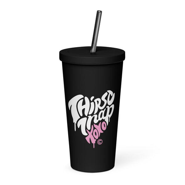 Insulated tumbler with a straw