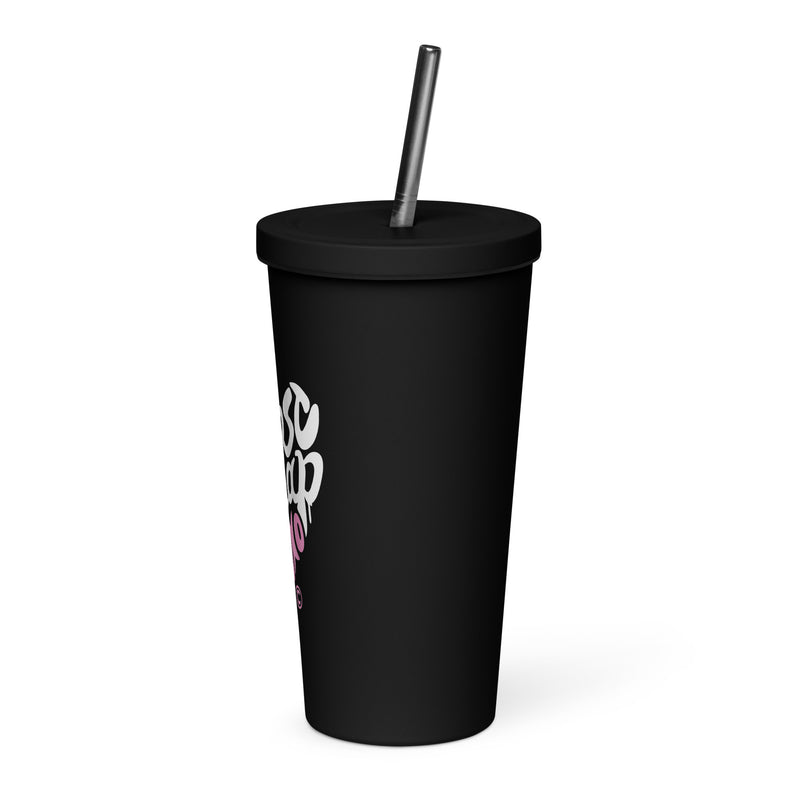 Insulated tumbler with a straw