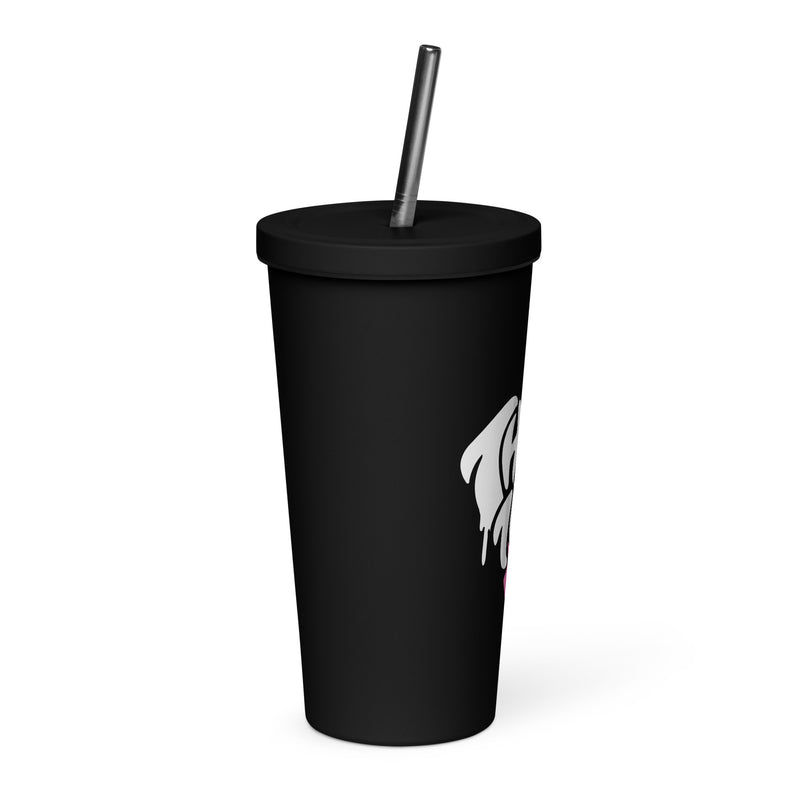 Insulated tumbler with a straw